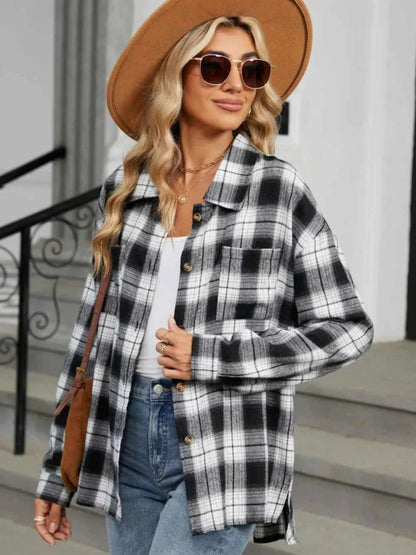 Fashionable Women's Blouse Checked Laced