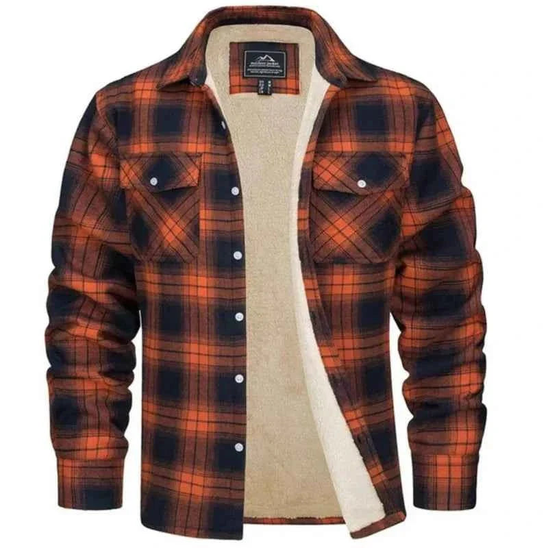 Men's Plaid Flannel Shirt Black Beige