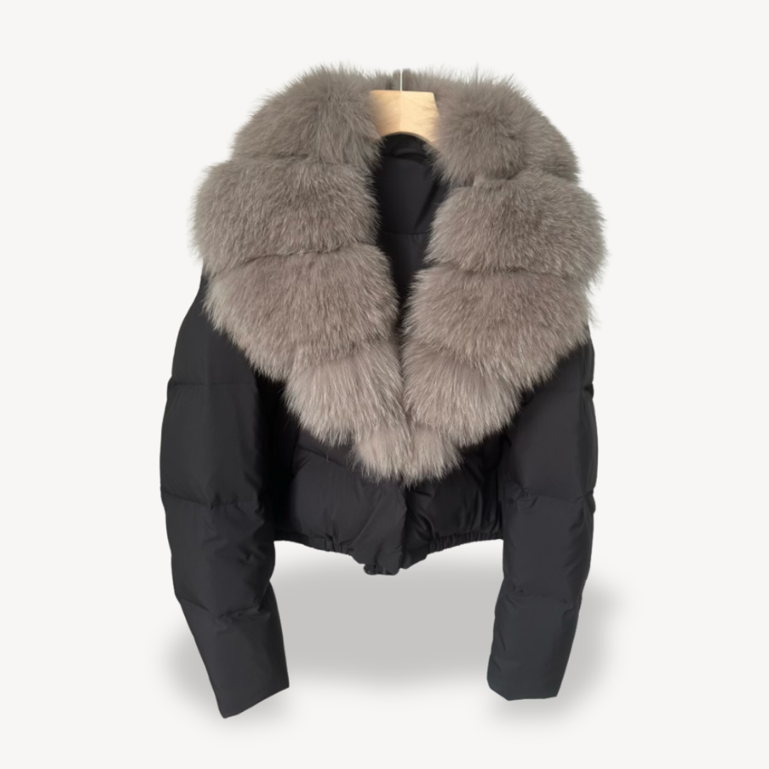 Women's Warm Puffer Jacket with Faux Fur Collar