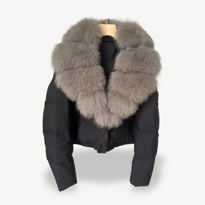 Women's Warm Puffer Jacket with Faux Fur Collar