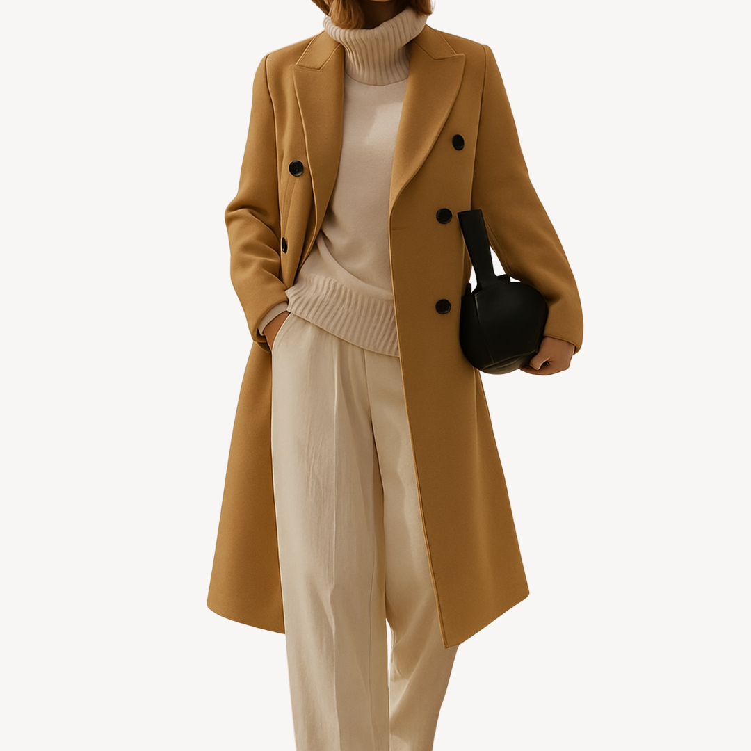 Elegant women's double-breasted winter coat