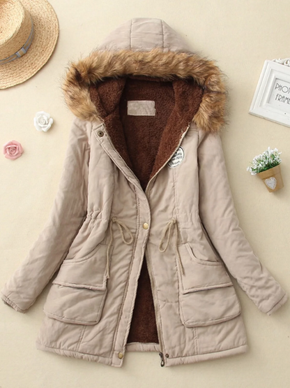 Chic Slim-Fit Parka with Hood for Women