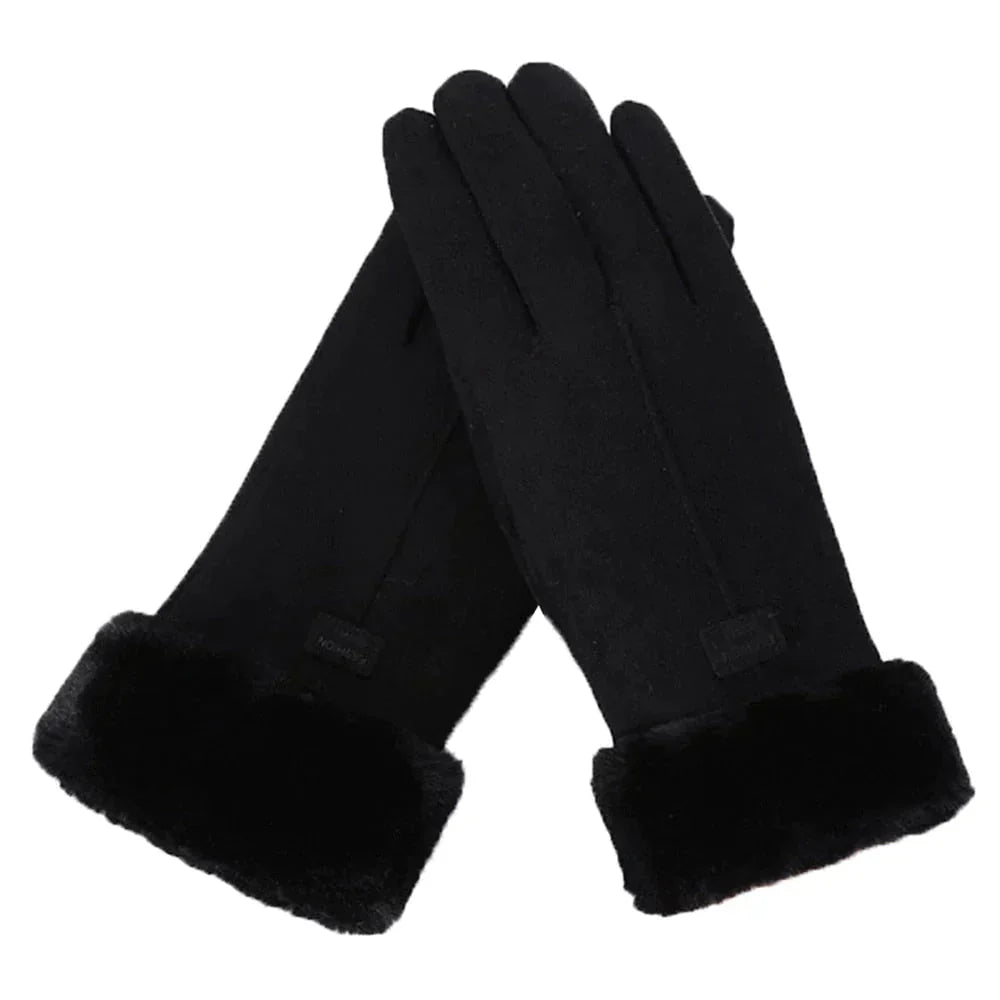 Elegant women's gloves with fur trim