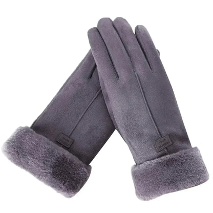 Elegant women's gloves with fur trim