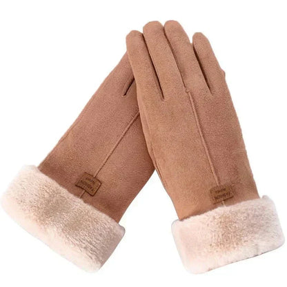 Elegant women's gloves with fur trim