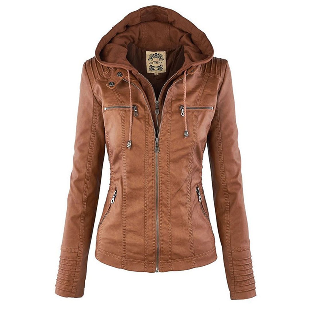 Women's Leather Jacket Slim Fit Biker Style