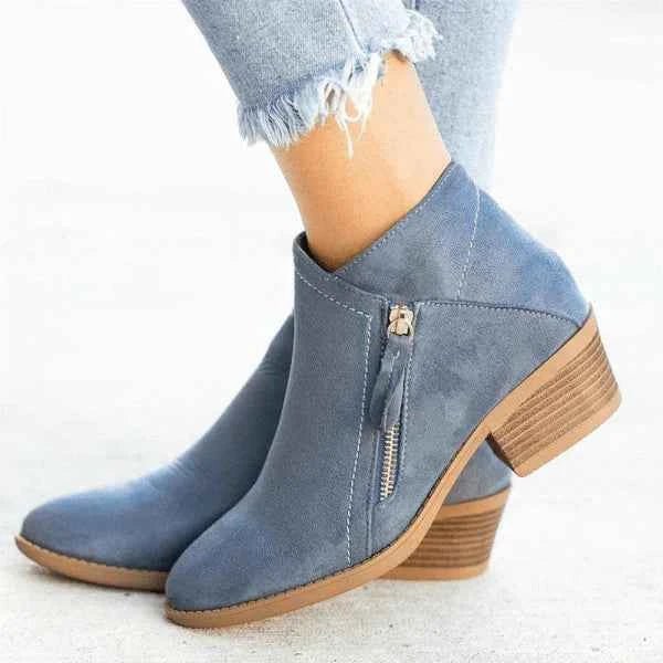 Elegant Women's Ankle Boots Leather Shaft