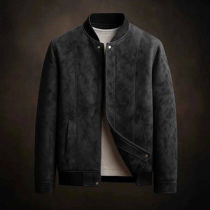 Elegant Leather Bomber Jacket Vintage Style