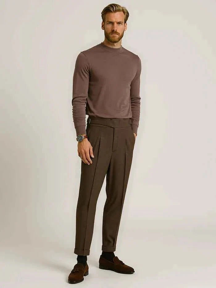 Men's Elegant Wool Trousers with Pleats