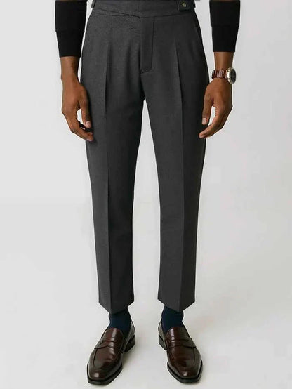 Herren Wollhose Elegant Mit Bundfalten - IdealeKleiden
