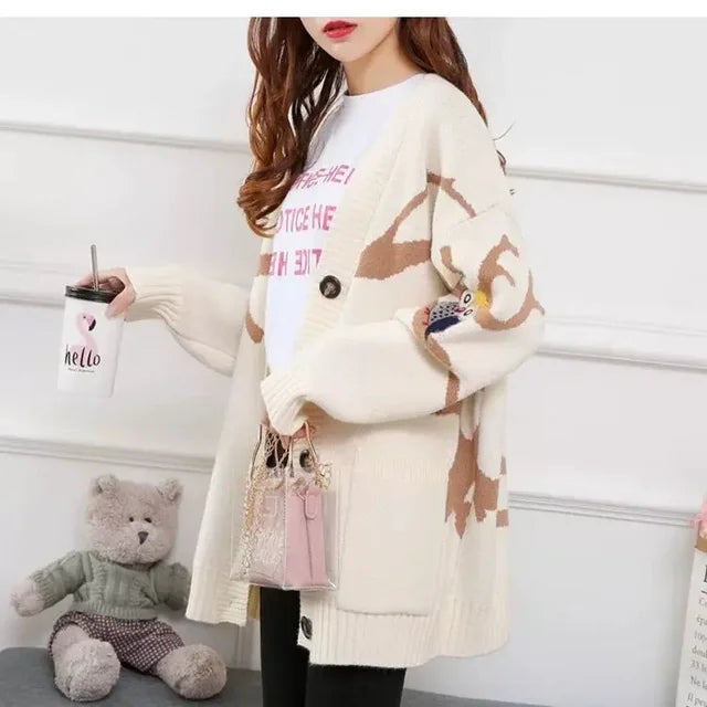 Women's Cardigan Multicolored Lace-up