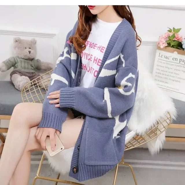 Women's Cardigan Multicolored Lace-up