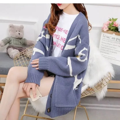 Women's Cardigan Multicolored Lace-up