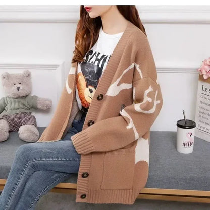 Women's Cardigan Multicolored Lace-up