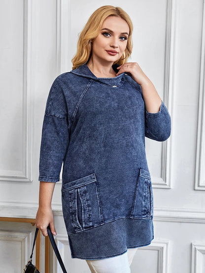 Curvy Cut Denim Jacket Plus Size Women