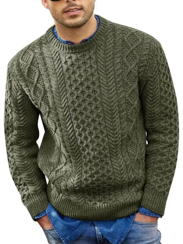 Stylish men's sweaters cable neck design