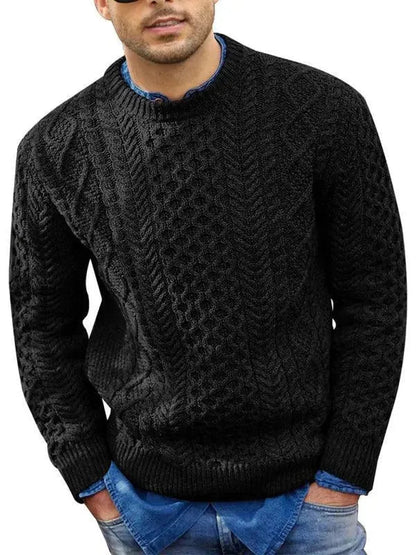 Stylish men's sweaters cable neck design