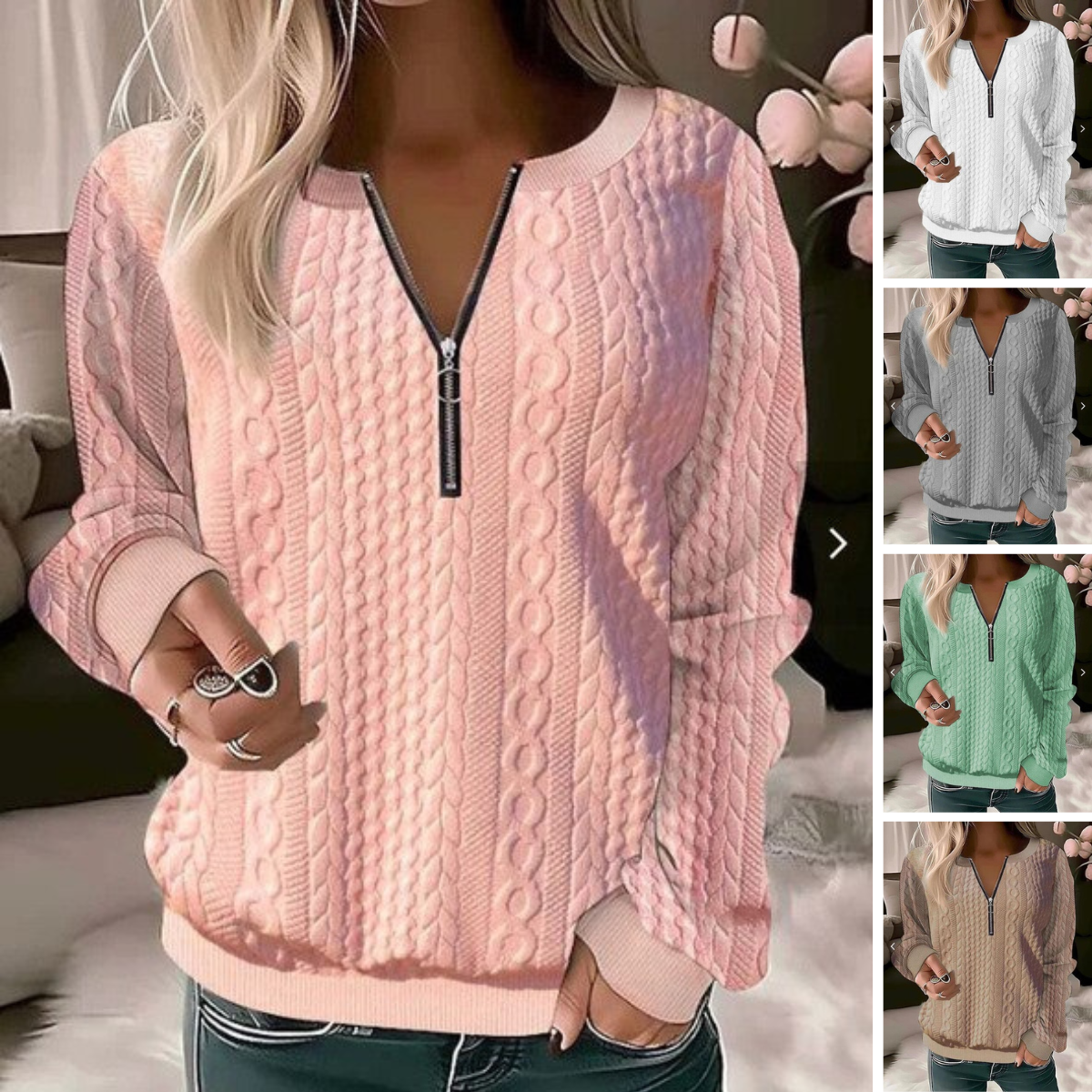 Kuschelige Strickpullover Rundhals Frauen - IdealeKleiden