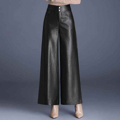 Faux Leather Trousers Black Elegant