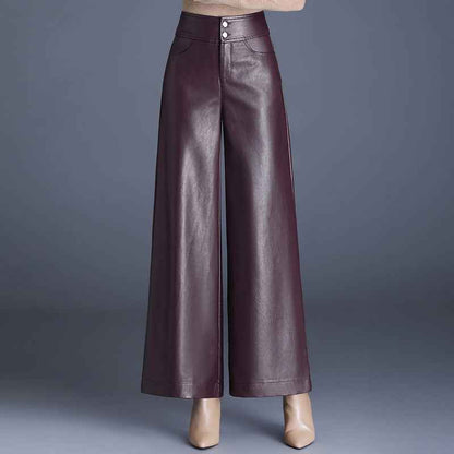 Faux Leather Trousers Black Elegant