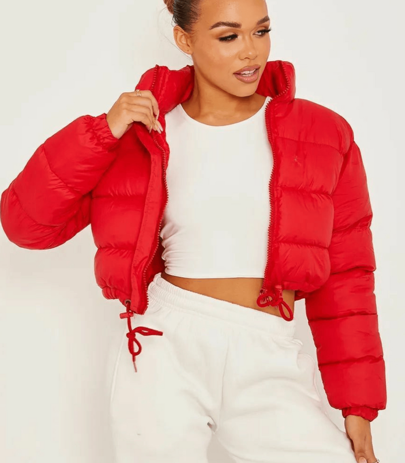 Short sporty puffer jacket with zip