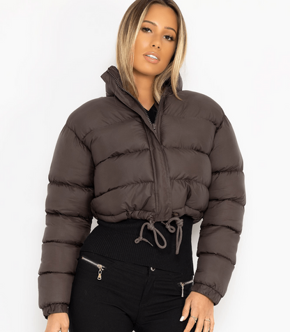 Short sporty puffer jacket with zip
