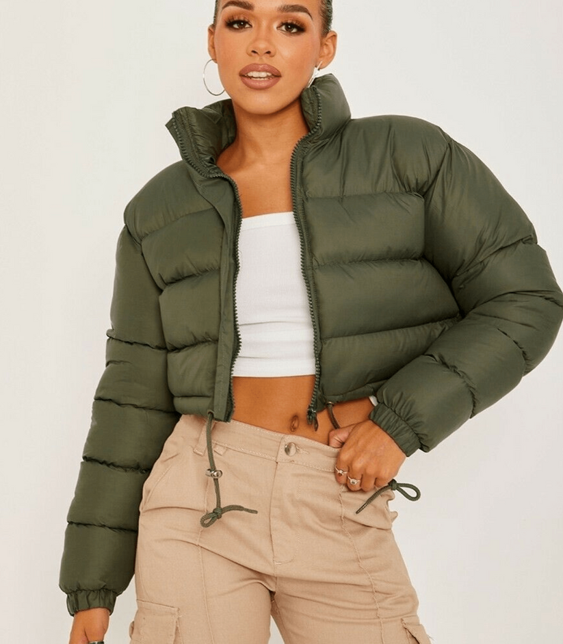 Short sporty puffer jacket with zip