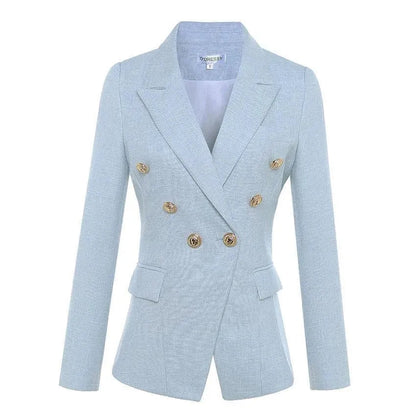 Elegant Double-Breasted Blazer for Women - Casual - Plain