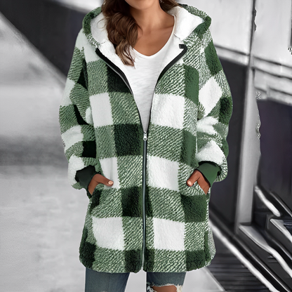 Modern women's coat with hood