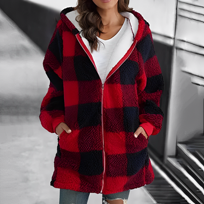 Modern women's coat with hood
