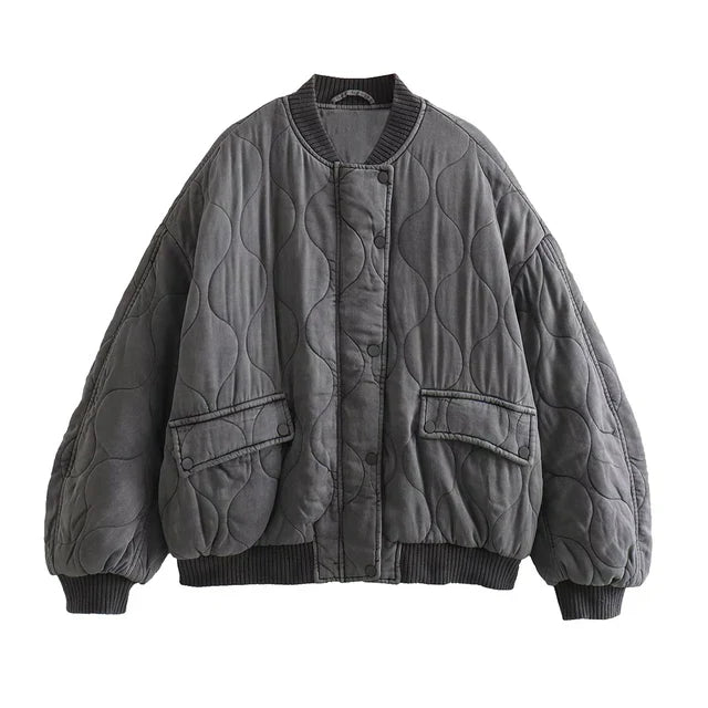Oversized Women's Bomber Jacket Grey Oversized