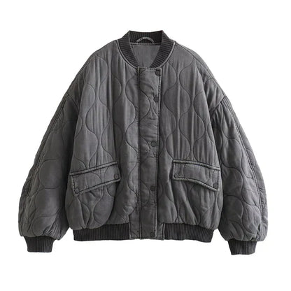 Oversized Women's Bomber Jacket Grey Oversized