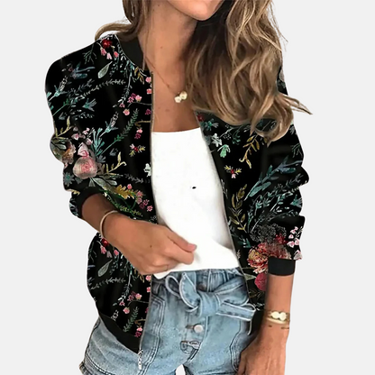 Women's Retro Bomber Jacket Trendy Print Design
