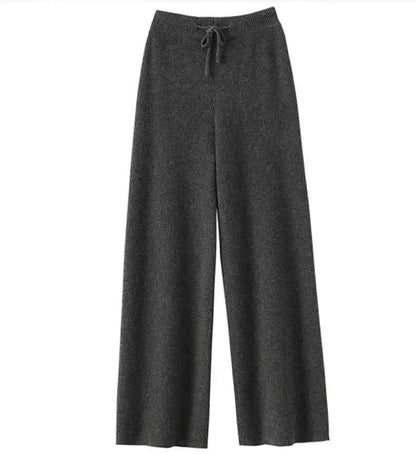 Wide Knit Trousers Genuine Wool Comfortable