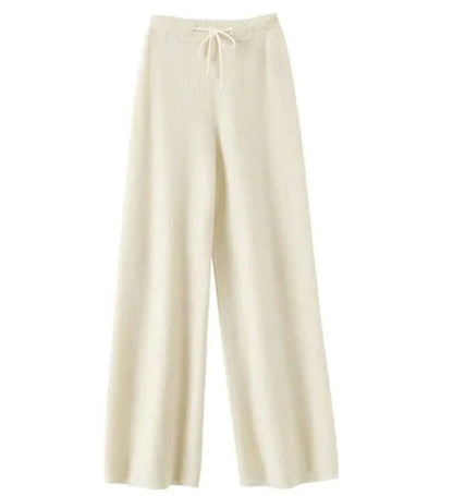 Wide Knit Trousers Genuine Wool Comfortable