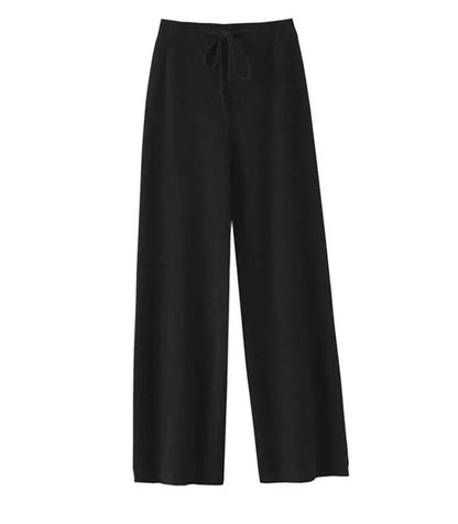 Wide Knit Trousers Genuine Wool Comfortable