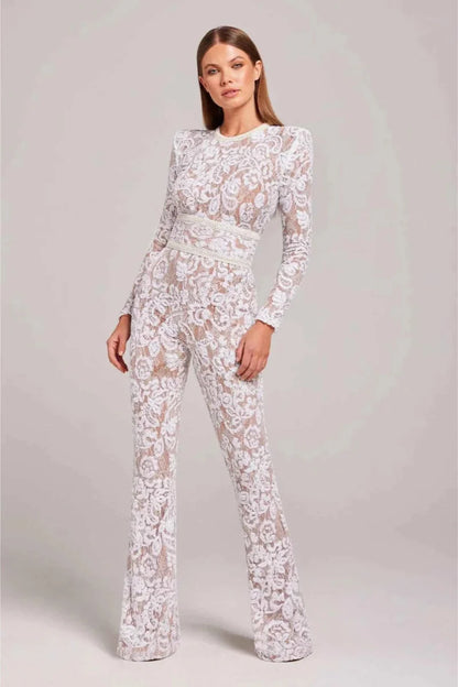 Elegant Lace Long-Sleeve Jumpsuit