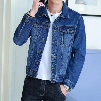 Modische Denim Jacke Herren Revers Style - IdealeKleiden