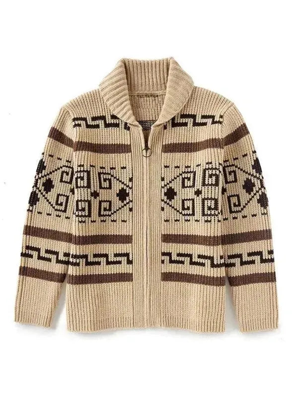 Stilvolle Herren Strickjacke Jacquard Pullover - IdealeKleiden
