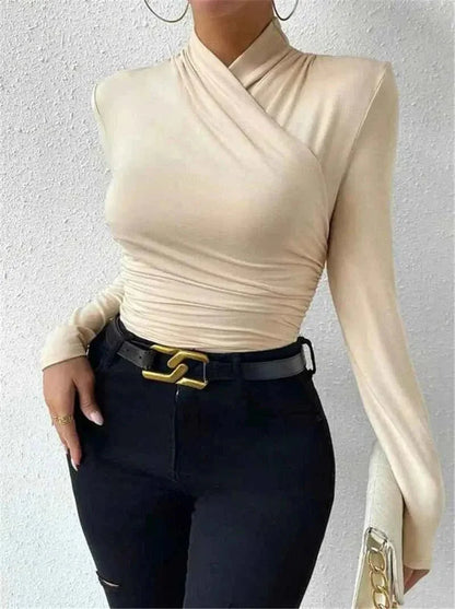 Lara - Women's Long Sleeve Wrap Look Blouse