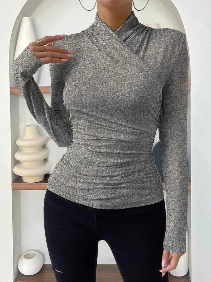 Lara - Women's Long Sleeve Wrap Look Blouse