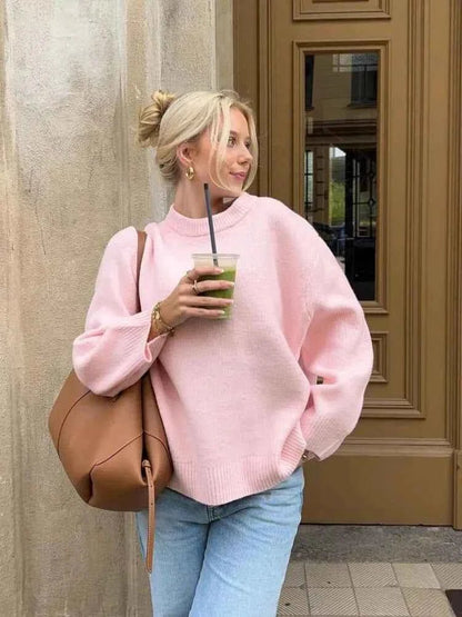Bequemer Oversize-Pullover Rundhals Casual Style - IdealeKleiden