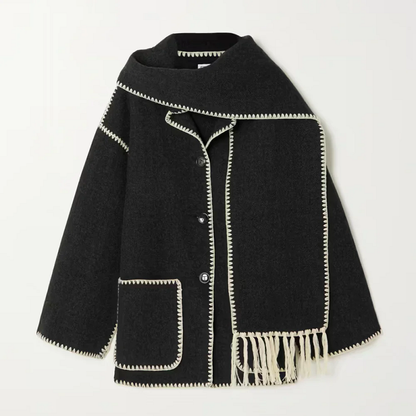 Women's Oversized Wool Coat with Shawl Collar