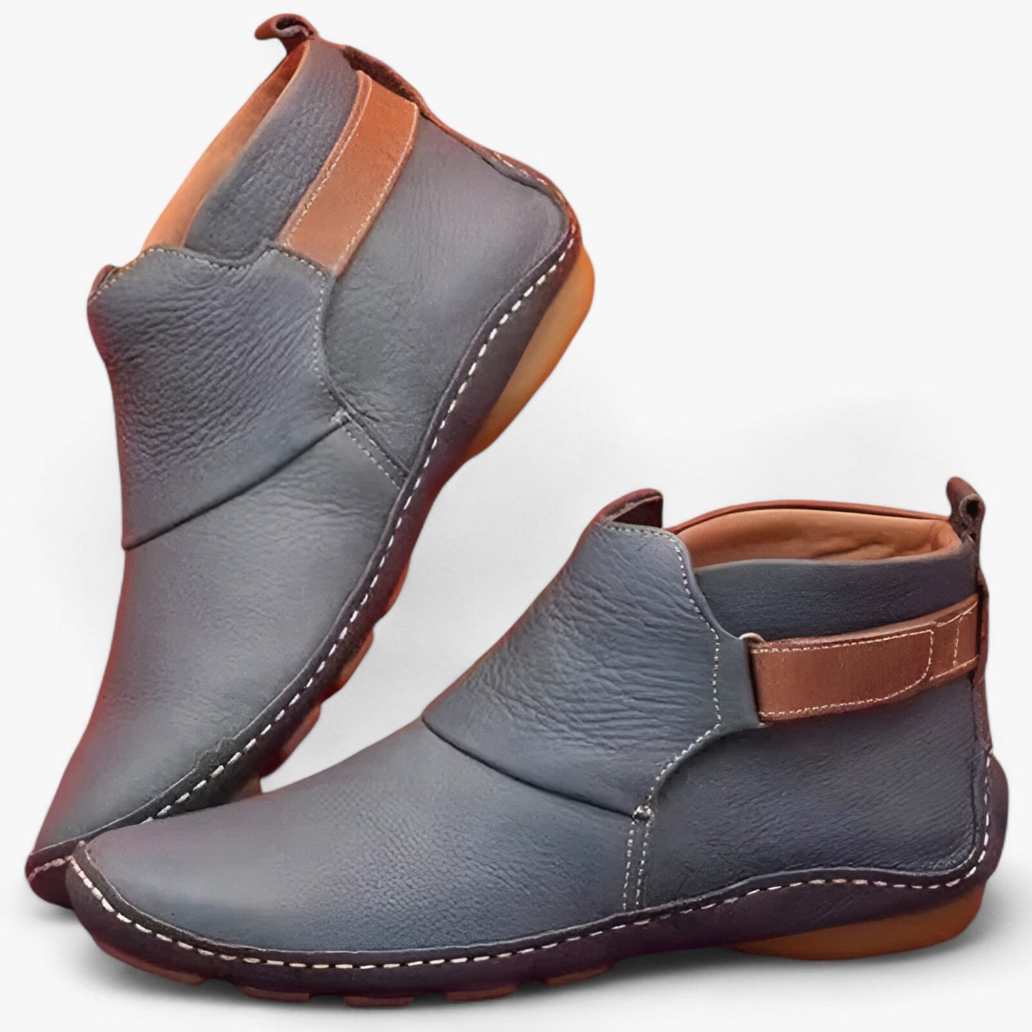 Elegante Stiefeletten Leder Schuhe Runder Zehen Komfort - IdealeKleiden