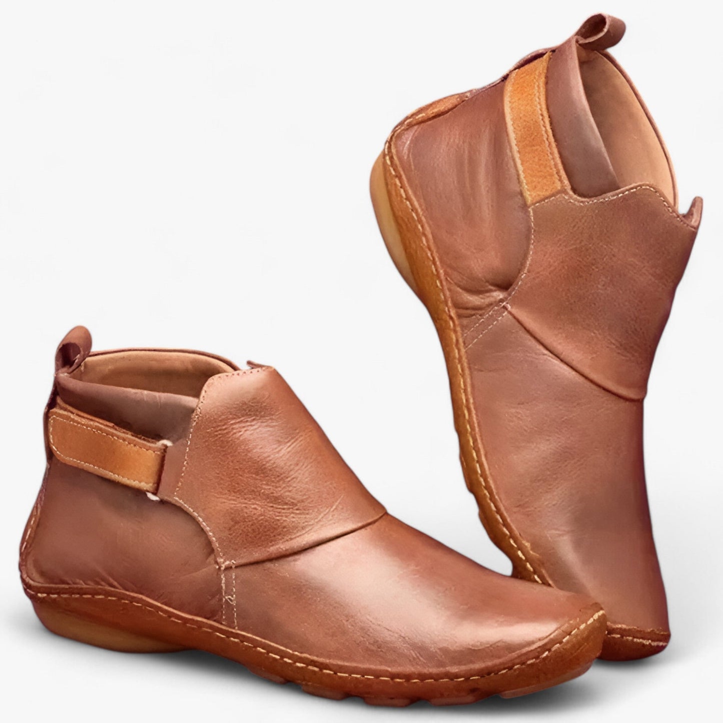 Elegant Ankle Boots Leather Shoes Round Toe Comfort
