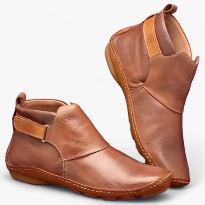 Elegant Ankle Boots Leather Shoes Round Toe Comfort