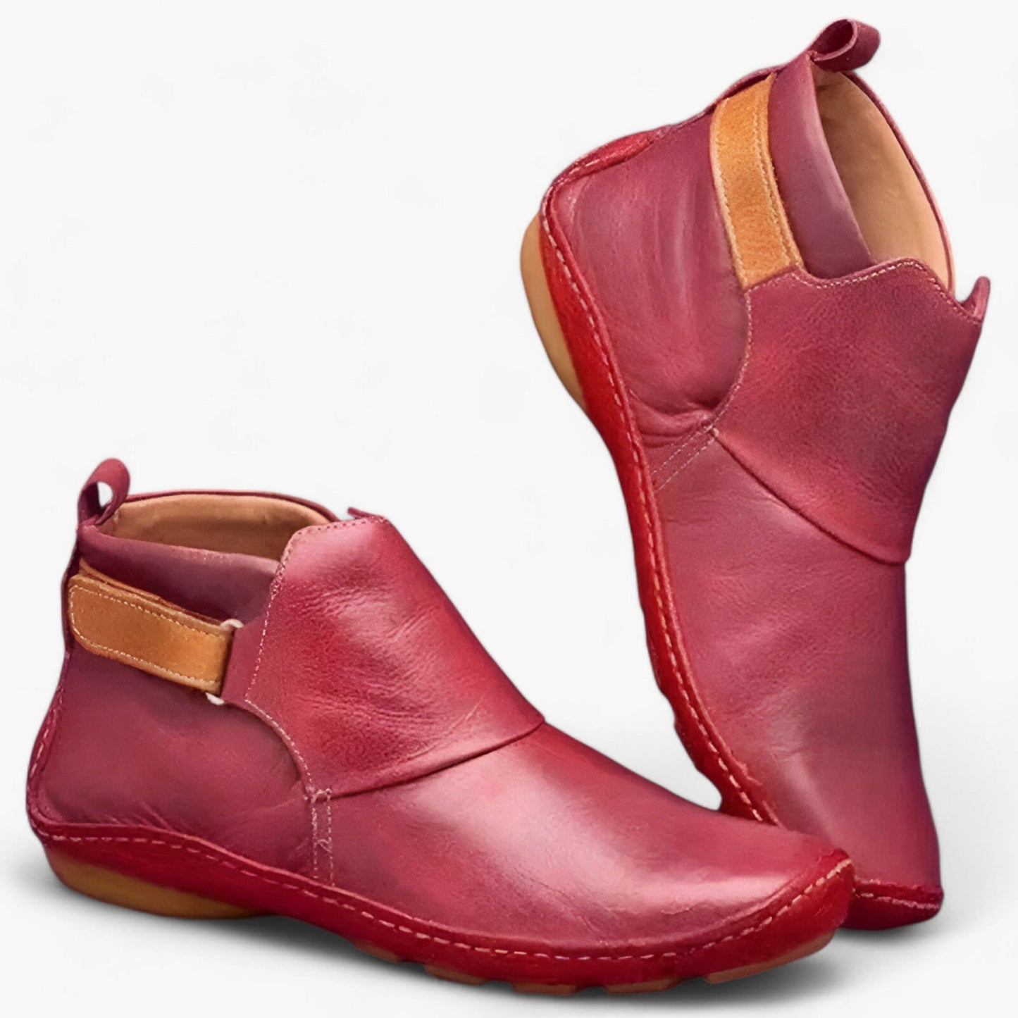 Elegant Ankle Boots Leather Shoes Round Toe Comfort