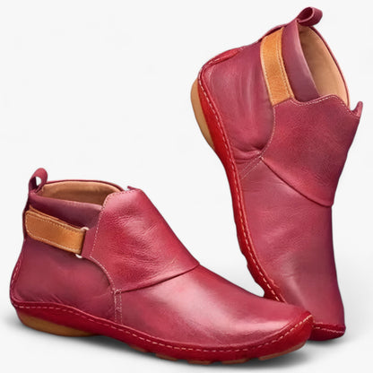 Elegant Ankle Boots Leather Shoes Round Toe Comfort