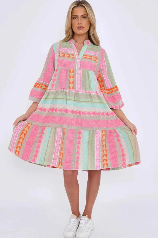 Sommerkleid Damen Leicht Blumenmuster - IdealeKleiden
