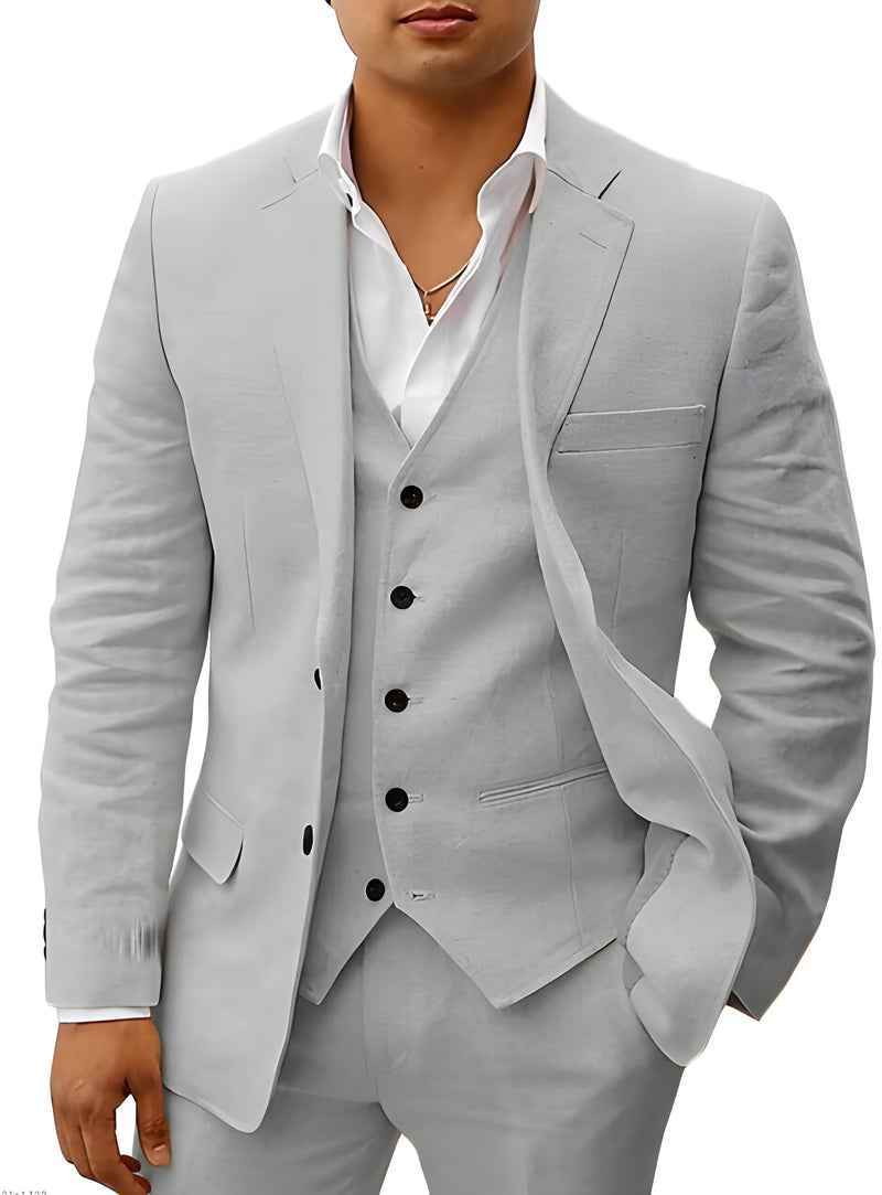 Wedding Suit Linen Elegant Black